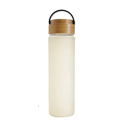 600 ml Wysoka szklana butelka do wody z bambusa